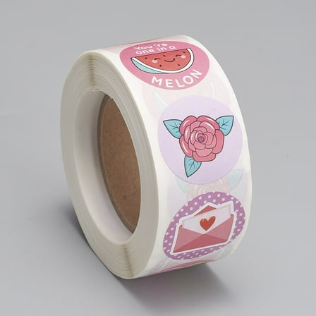 1 Roll Self-Adhesive Kraft Paper Gift Tag Stickers Adhesive Labels for Festival Christmas Holiday Wedding Presents with Word Pink 25mm 500pcs/roll