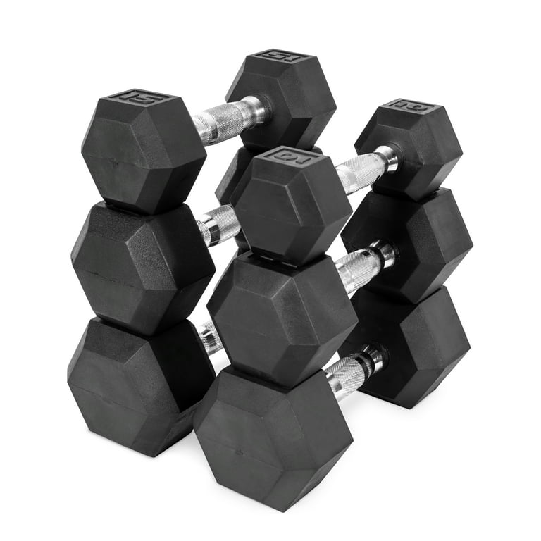 CAP Barbell, 15lb Rubber Hex Dumbbell, Single 