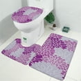 thumbnail image 2 of Purple Floral and Petal Pattern Bathroom Rugs Sets 3 Piece,Toilet Cover Set,Absorbent Non Slip Bathroom Mats Sets with U-Shaped Contour Rug Toilet Rug Set, 2 of 5