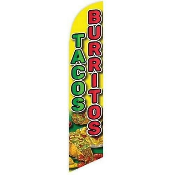Cobb Promo Tacos Burritos Yellow Advertising Feather Flag 12ft - Replacement Flag Only Without Poleset