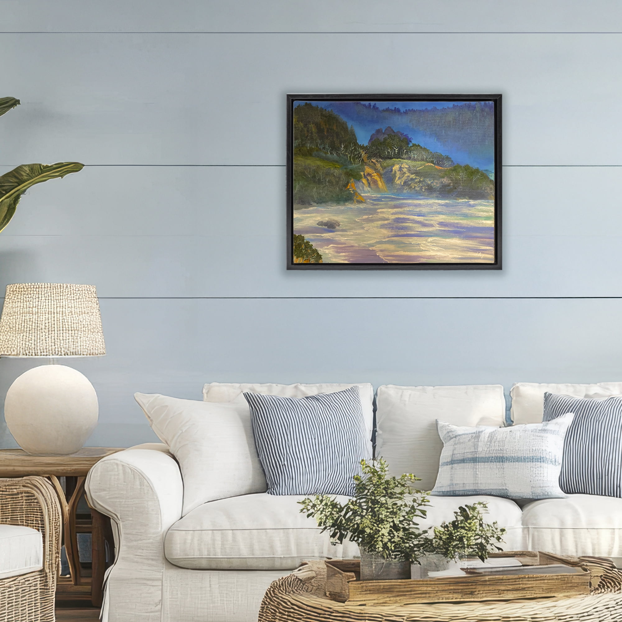 Stupell Industries Natural Wilderness Coastline Black Framed Floater Canvas Wall Art, design by Lee Ann Zirbes