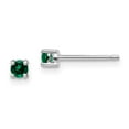 thumbnail image 3 of 925 Sterling Silver 3mm Round Created Emerald Post Earrings, 3 of 5