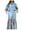 Blue, variant on Holloyiver Women’s Dresses Summer 2023 Printed Lace Splicing Lace-up 7-part Sleeve Shirt-style Long Dress S-4XL