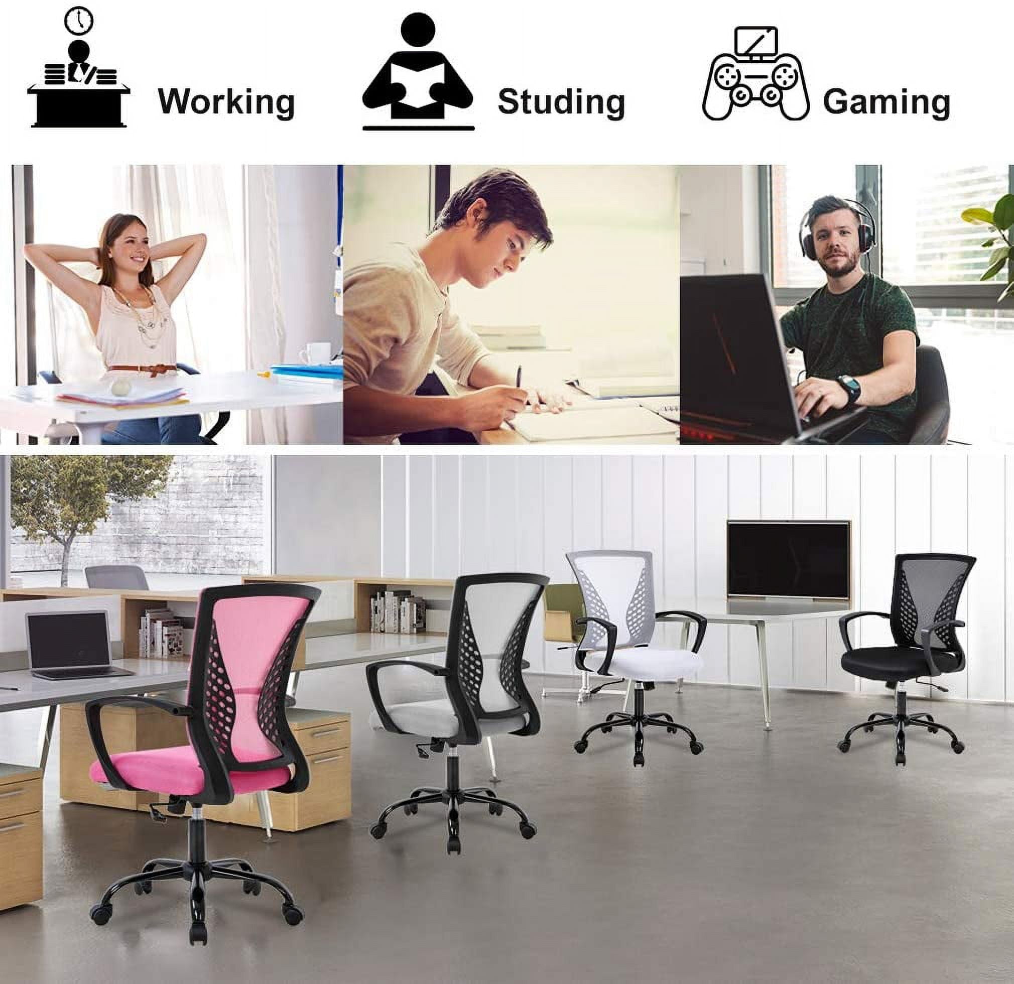 BestOffice Ergonomic Office Chair with Lumbar Support Armrest Rolling Swivel Adjustable Chair Adults, Black