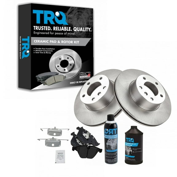 TRQ Front Posi Metallic Brake Pad & Rotor Kit & Sides w/ Fluids for BMW 328i BKA18732 Fits select: 2013-2015 BMW X1 XDRIVE28I