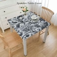 thumbnail image 2 of nygtbtfer Black Grey Flower Tablecloth Fitted Table Cover for Tables  Wipeable Elastic Table Cloth for Outdoor Picnic Camping Dining Party, Modern Watercolor Simple White, 2 of 7