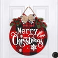 thumbnail image 1 of Placa de puerta de bienvenida de madera de Navidad americana, lazo de simulación de hoja, corona decorativa, anillo de puerta de Navidad, 1 of 6