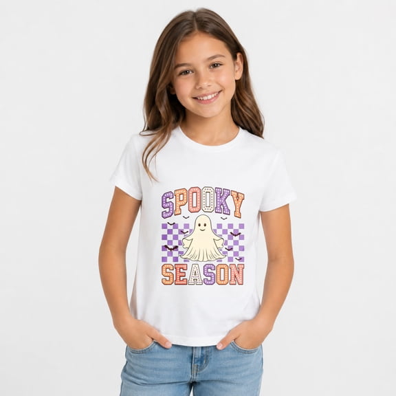 Halloween Shirts for Kids, Spooky Season Ghost Graphic Short Sleeve Casual T-Shirt