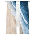 thumbnail image 2 of Beach Waves Modern Art Sheer Curtains 108 Inches Long 2 Panels Watercolor Blue Ocean Light Filtering Semi Sheer Window Curtains Drapes for Bedroom Living Room 52"x108", 2 of 7