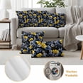 thumbnail image 5 of Blue Floral Outdoor Pillow Covers 26x26 Set of 2,Waterproof Patio Throw Pillowcase Protectors,Vintage Yellow Garden Blossom Flower Decorative Pillow Shams Cushion Covers for Seat Bed Couch Sofa, 5 of 8