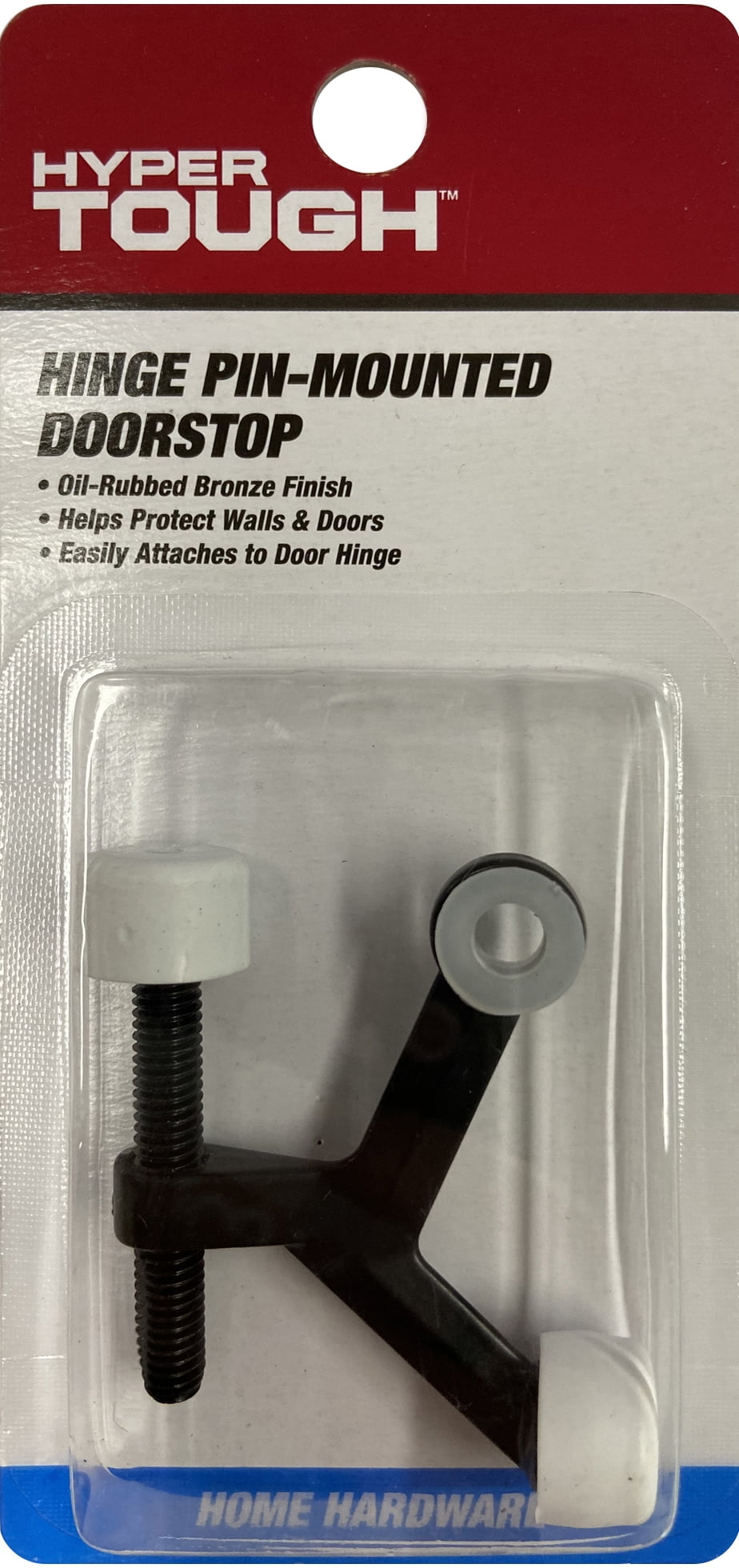 (3 pack) Hyper Tough New Hardware Hinge Pin Mounted Doorstop, Zinc Die Cast with Oil Rubbed Bronze, Assembled Product Depth 5.65,Height 0.7,Width 2.7 inch.