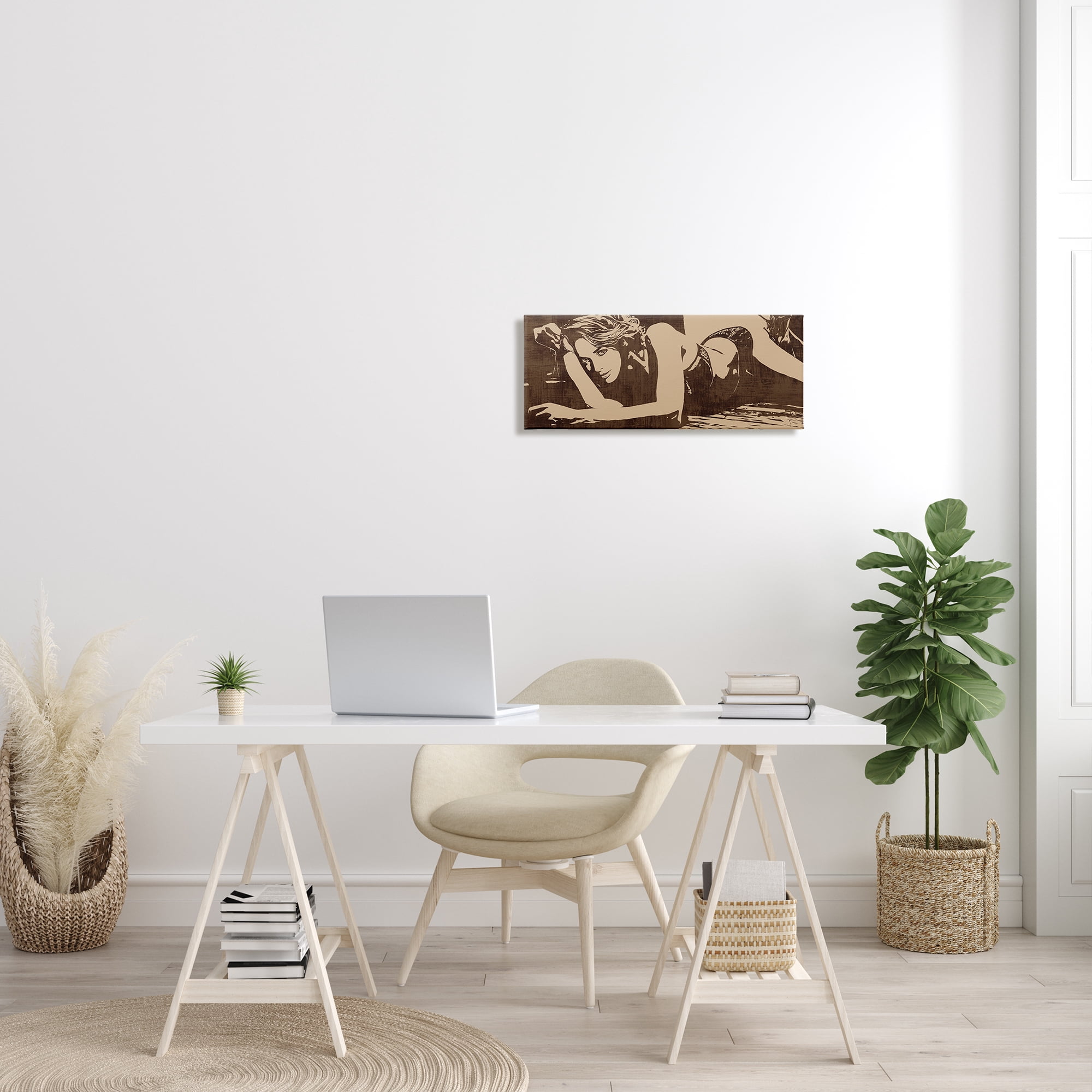 Stupell Industries Alluring Female Resting Seductive Face Sepia Tone, 10 x 24, Designed by Andrew Cooper