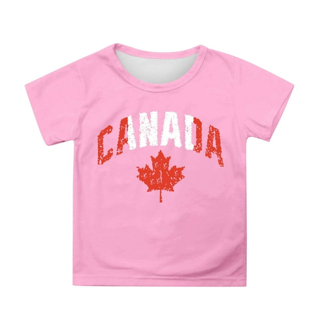GDREDA Canada T-shirts Imprimé Drapeau Canada Day Filles Manches Courtes Tee Été Col Rond T-Shirt Coupe Décontractée Basique