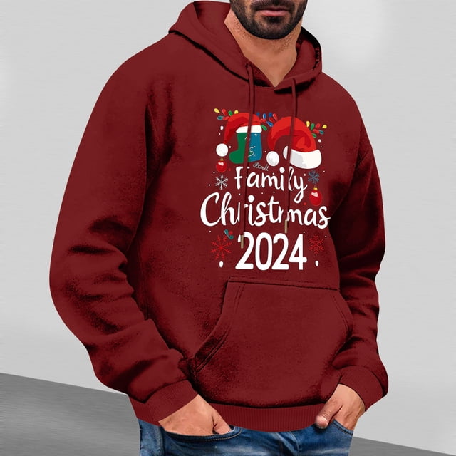 Fiudx Sudadera con Capucha para Hombre, Diseño Ligero con Estampado Navideño, Manga Larga Transpirable, Ajuste Cómodo para Hacer Ejercicio, Ideal para Gimnasio, Correr, Baloncesto, Regalo Perfecto pa
