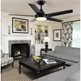 thumbnail image 3 of YUHAO 48 in. Dimmable Integrated LED Indoor Black Ceiling Fan with Light and Remote, 3 of 6