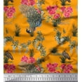 thumbnail image 1 of Soimoi Cotton Voile Fabric Leaves,Floral & Peacock Bird Printed Craft Fabric by The Yard 42 Inch Wide, 1 of 1