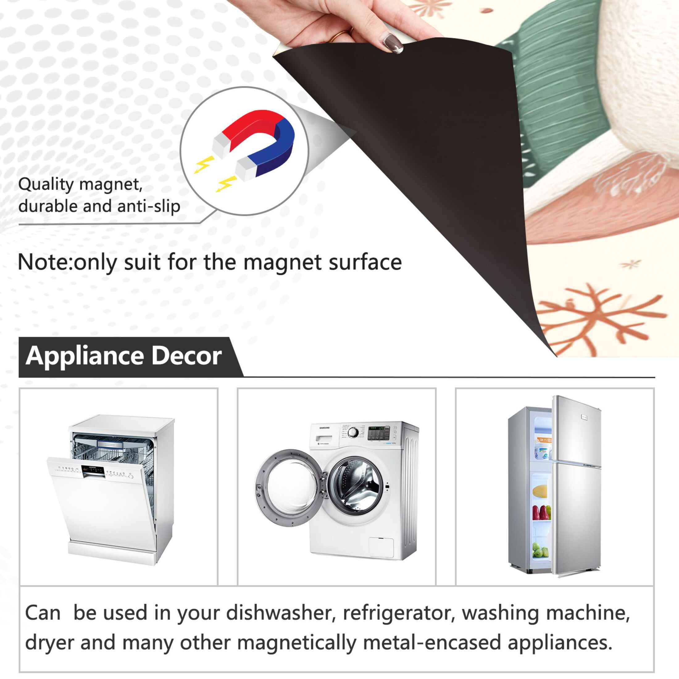 Dishwasher Magnetic Refrigerator Magnet Cover Sticker Home Decorative 23"x26" Christmas Cat and Mouse