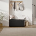 thumbnail image 5 of CONCETTA 30" Storage Ottoman Bench, Foldable Storage Chest, End of Bed Foot Stool with Padded Seat, Bedroom Bench, Support 660lbs, PVC Black, 5 of 11