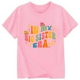 thumbnail image 3 of Summer Tops Toddler Kids Girls Summer Big Sister Letter Print Short Sleeve Casual T Shirt Lightweight Breathable Soft Top Baby Girl Summer Clothes Pink 1 Years-2 Years, 3 of 3