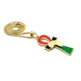 thumbnail image 3 of iJewelry2 Ancient Egyptian Afro-American Colored ANKH Cross with Africa Motif Gold Tone Box Chain Pendant Necklace 20'', 3 of 5