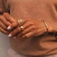 thumbnail image 4 of 3Pcs Dome Chunky Rings 18K Gold Plated Rings for Women Girls Round Signet Rings Braided Twisted Signet Ring Minimalist Statement Rings Type1, 4 of 9