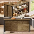 thumbnail image 6 of Finmind 63" Kitchen Island with Storage & Seating, Farmhouse Stationary Island Table with Metal Frame, Large Countertop Coffee Bar Cabinet for Kitchen/Dining Room, Rustic Brown & Black, 6 of 7