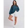 thumbnail image 3 of Chandail à Manches Longues pour Femmes, Col Rond Décontracté, Coupe Ample, Chandail à Capuche, Polaire, Automne, 3 of 6