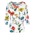 thumbnail image 5 of 3/4 Length Sleeve Womens Tops Floral Print Crewneck Loose Fit Dressy Casual Shirts Spring Summer Blouse Going out Top, 5 of 6
