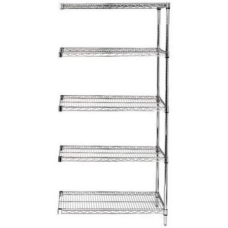 

12 Deep x 72 Wide x 63 High 5 Tier Stainless Steel Wire Add-On Shelving Unit