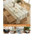 thumbnail image 5 of Nvzi Stitching Tassel Tablecloth Striped Table Cloth Rectangle Cotton Linen Dust-Proof Table Cover for Kitchen Dinning 54 x 120 Inch Beige, 5 of 5