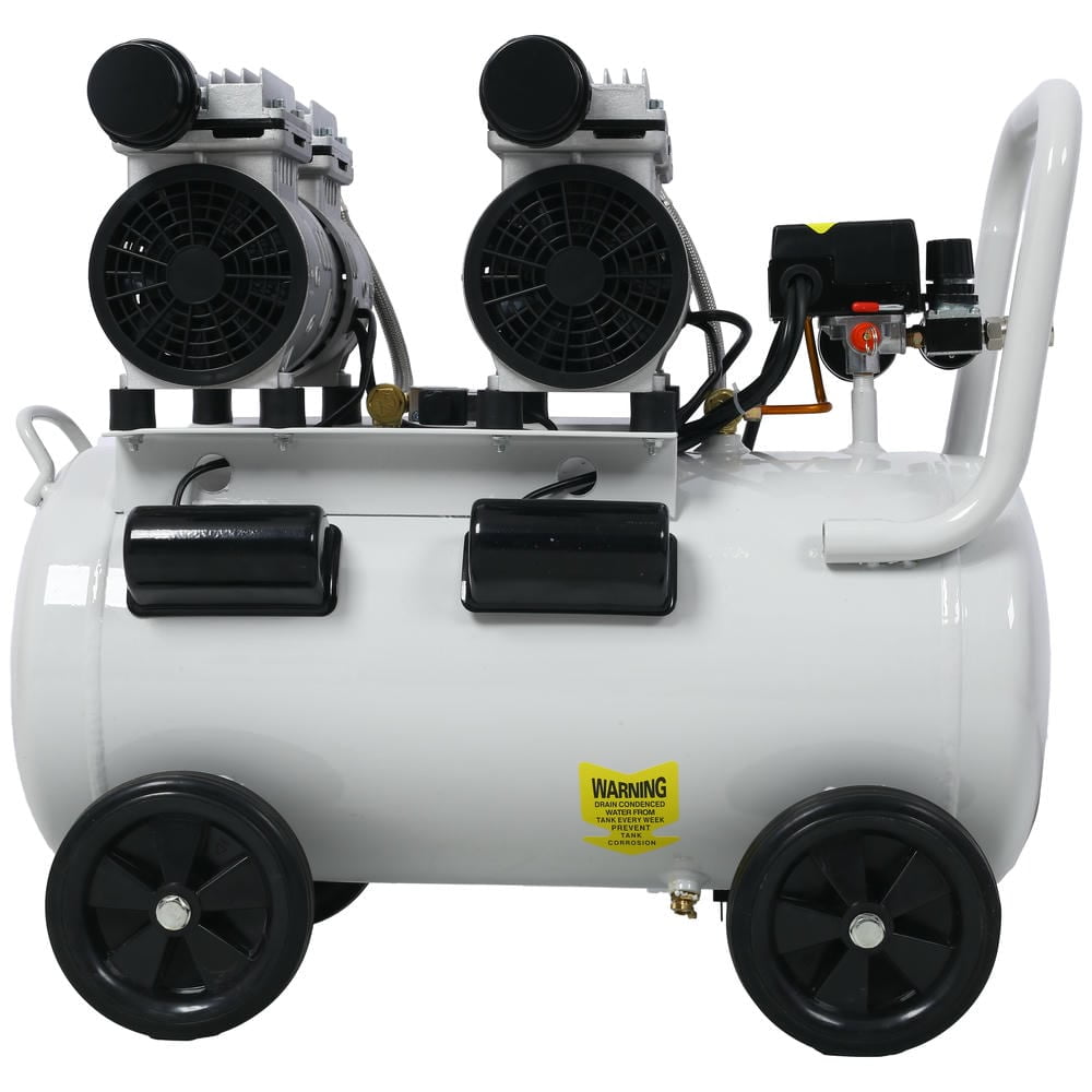 GVN 2.5 Hp Silent Air Compressor 13 Gallon, Oil-Free, Electric Shop Air Compressor Portable,Lightweight With Wheels, 70 Dba Noise Level,Light Gray