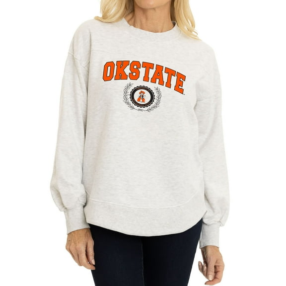 Women's Oatmeal Oklahoma State Cowboys Yvette Pullover Sweatshirt