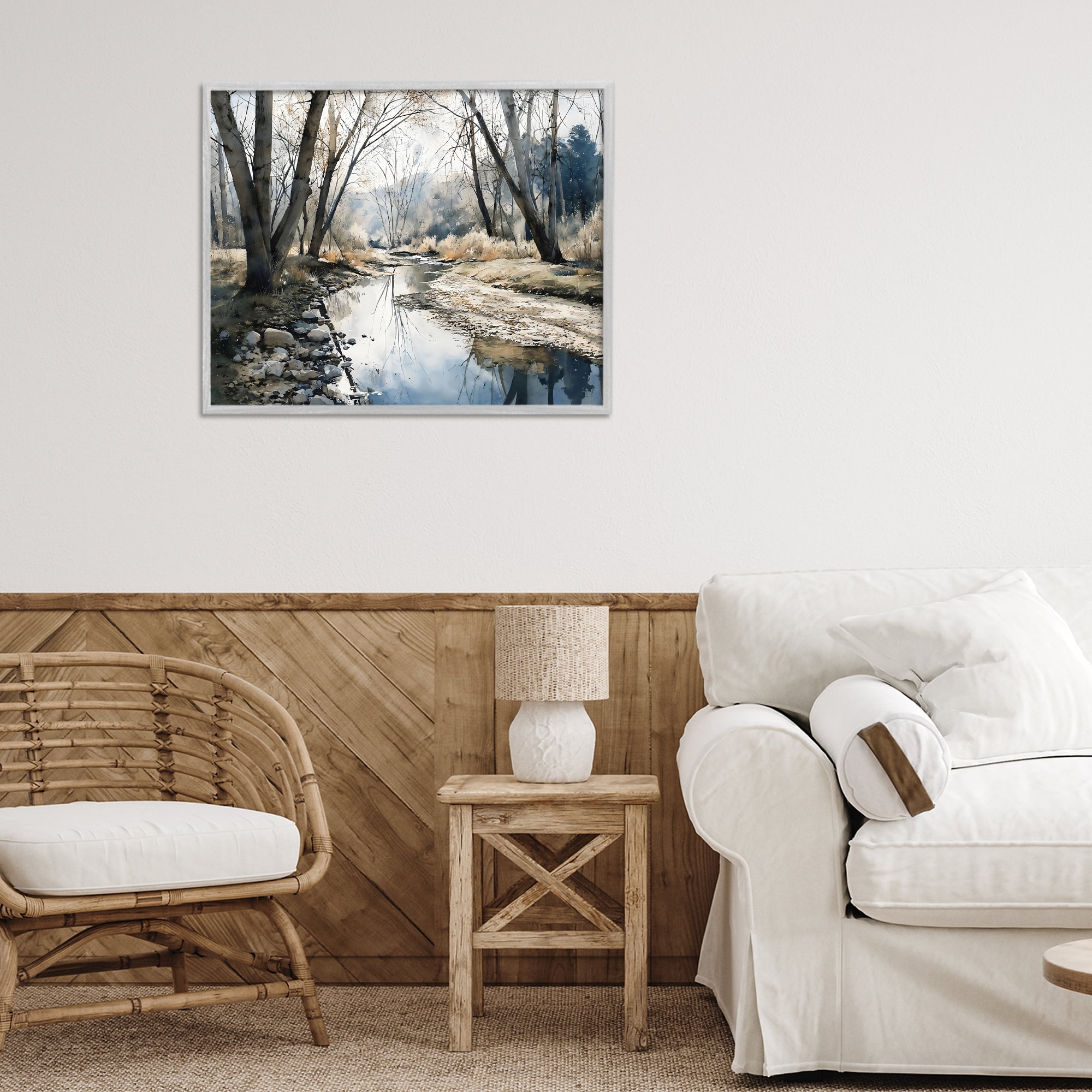 Stupell Industries Serene Reflections at Autumn Creek Gray Framed Giclee Art, design by Franklyn Gregory
