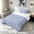thumbnail image 2 of Manfei Classic Stripe Twin Comforter Sets,Modern Geometric Bedding Set, Light Blue White, Reversible 2pcs, 1 Comforter and 1 Pillowcase, 2 of 6
