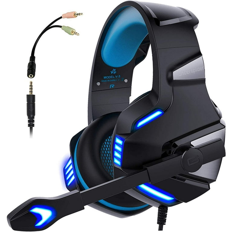 Gaming Headset for PS4 Xbox One, ONIKUMA Over Ear Gaming Headphones with  Mic Stereo Surround Noise Reduction LED Lights Volume Control for Laptop,  PC, Tablet, Smartphones 