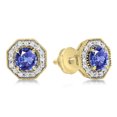 thumbnail image 1 of Dazzlingrock Collection 10K Round Cut Tanzanite & White Diamond Ladies Halo Style Stud Earrings, Yellow Gold, 1 of 1