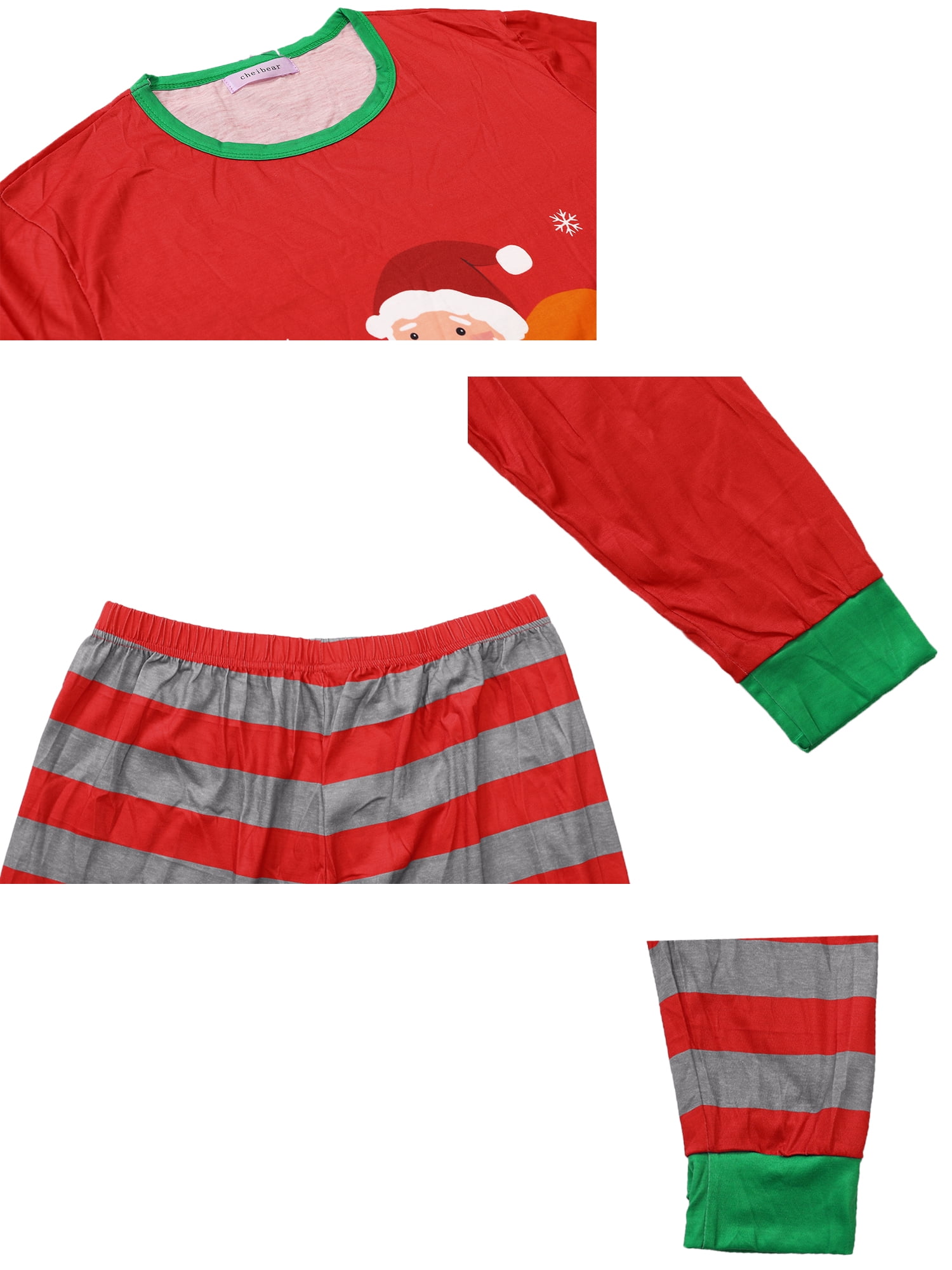 Unique Bargains Womens 2 Pcs Christmas Family Matching Pajama Set Striped Party Sleepwear XL Child's Red
