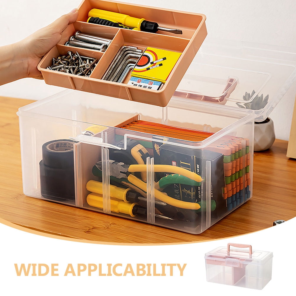 LEORX 1Pcs Small Storage Box For Craft Supplies And Art Materials Transparent Viewing Portable Handling