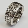 thumbnail image 2 of Faty-T Fashion 925 Sterling Silver America Band Ring for Men, Vintage Style Patriotic United States National Emblem Coin Engraved Signet Ring, Viking Rock Band Punk Hip Hop Jewelry Gift, 2 of 5