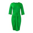thumbnail image 4 of AherBiu Robes Décontractées pour Femmes Robe Crayon Midi Slim Manches 3/4 Froncée Dos à Fermeture à Glissière, 4 of 7
