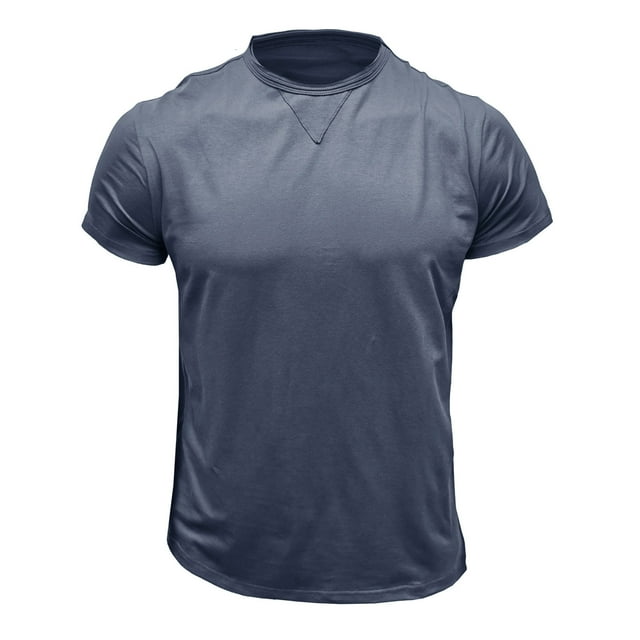 Penkiiy T-Shirt à Manches Courtes pour Hommes, Mode Décontractée, Col Rond, Chandail à Boutons, Blouse S Marine