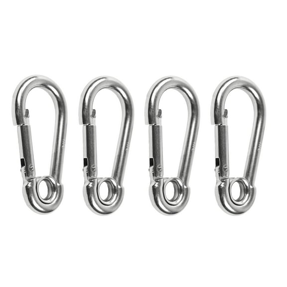 MARINE CITY Carabiner Clip Snap Hook with Ring  3-1/8 Inches 316 Stainless Steel, Rustproof & Heavy Duty, Ideal for Climbing, Fishing, Hiking, Boating, Sailing, Camping Pack of 4