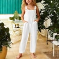 thumbnail image 5 of Abcomgle Girls Rompers Size 7-8 Casual Sleeveless Straight Leg Jumpsuit Back To School Dressy Overall with Pockets, 5 of 5
