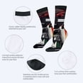 thumbnail image 3 of Four Seasons Universal Socks (2 Pairs) - Unisex Trendy Socks with Dynamic Racing Car Design Black with White & Green Accents Sporty Pattern for All Seasons, 3 of 5