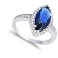thumbnail image 4 of CHOOSE YOUR COLOR Marquise Blue Simulated Sapphire Halo Ring .925 Sterling Silver Band CZ Female Size 6, 4 of 4