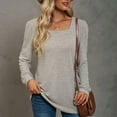 thumbnail image 2 of FAIWAD Women's Long Sleeve Tunic Tops Square Neck Loose Basic Tops Solid Color Comfy Pullover Tops, 2 of 5