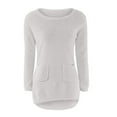 thumbnail image 4 of VISALY Pullover Crewneck Sweaters Oversized Sweaters Long Sleeve Pullovers Loose Fluffy Fuzzy Jumper Sweater Mid Long Sweaters with Pockets Jackets Casual Super Soft Sweatshirts Dressy Jackets Grey Xl, 4 of 5