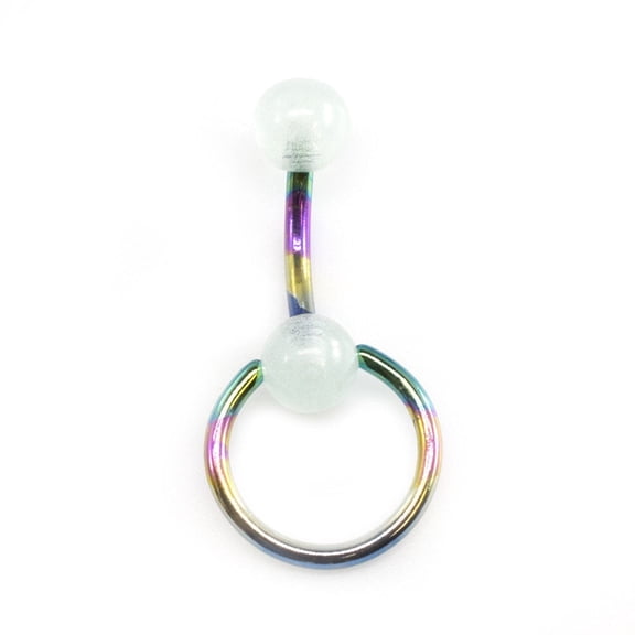 Navel ring with Knock Door Design 14G Anodized Titanium Glow in the Dark Ball