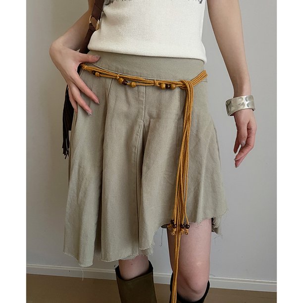 Cinturón de estilo étnico bohemio con cordón negro tejido a la cintura para mujer, cinturón sexy Y2K, cadena de cintura a la moda