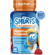 The Smurfs Prebiotic and Probiotic Gummies for Kids, Digestion and Immune Support, 40 Count